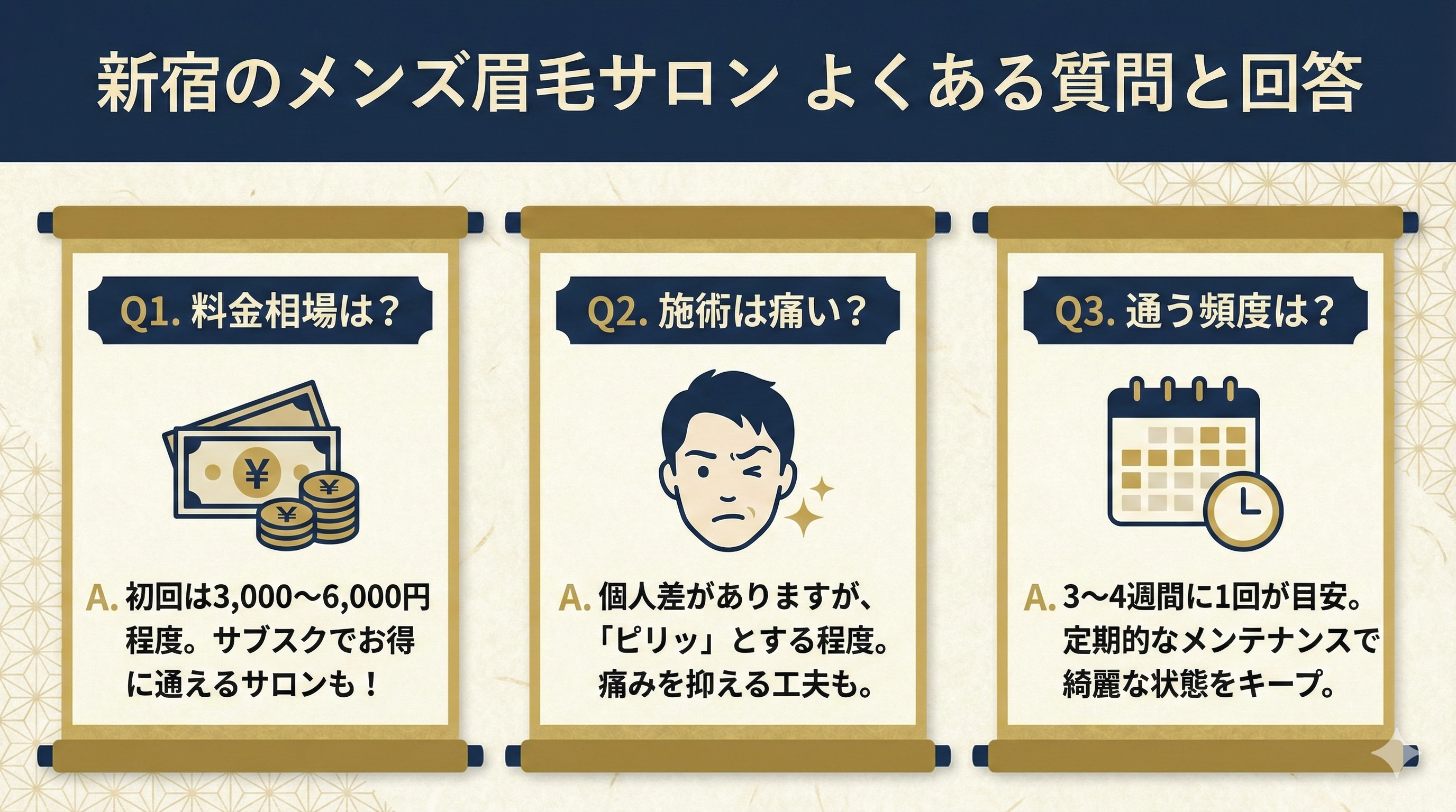 新宿のメンズ眉毛サロンでよくある質問と回答